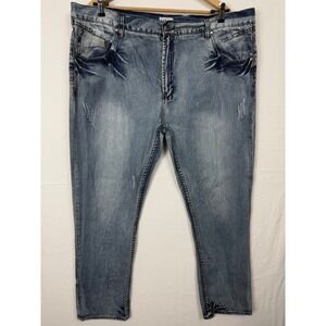 Parish Nation Men's Size 44 Denim Jeans Blue Distressed Light Wash Straight